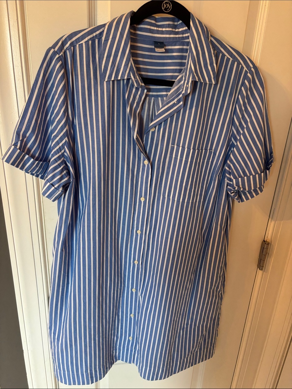 Classic Blue & White Striped women’s Button-Up Shirt dress!